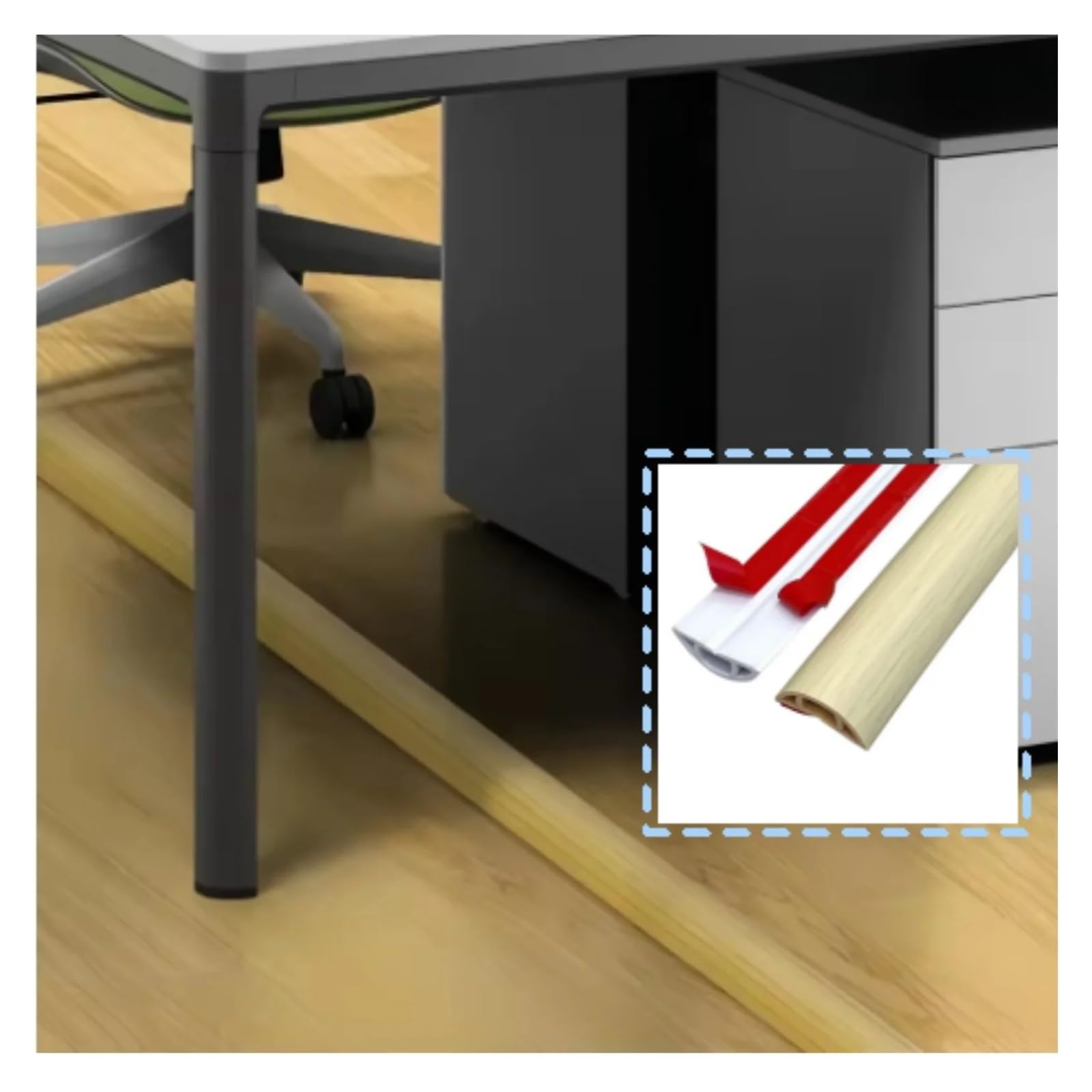 Canalina Passacavi da Pavimento 1PC 1M/2M/3 Metri Grano di Legno Acero Pavimento Copertura del Cavo PVC Protezione Hider cavo Alimentazione Maniche Estensione Della Parete Filo Elettrico(3.0m)