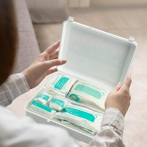 Miniatura 3 de Kit profesional de primeros auxilios para el lugar de trabajo, montaje en pared y portátil con estuche rígido, cumple con OSHA para negocios,