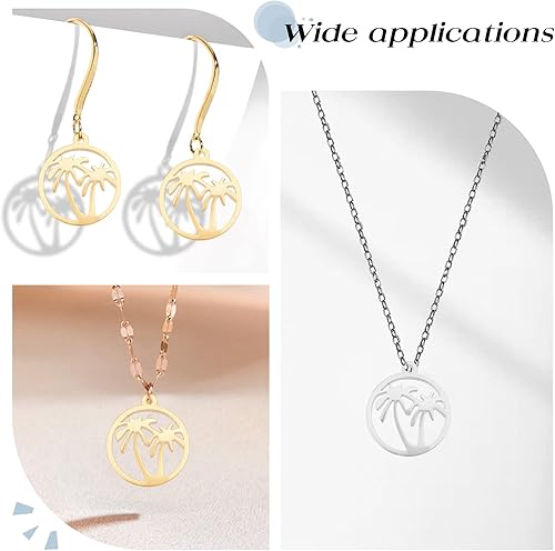 Miniatura 6 de UNICRAFTALE Flat Round with Dolphin Pendants Stainless Steel Luck Hollow Dolphin Charm Hypoallergenic Dangle Pendants for DIY Necklaces Bracelets