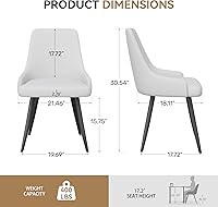 Vista 2 de Modern Dining Chairs Set of 4, Spacious Dining Room Chairs with Thick Cushion, Comfortable Faux Leather Upholstered Dining Chairs with Metal Legs