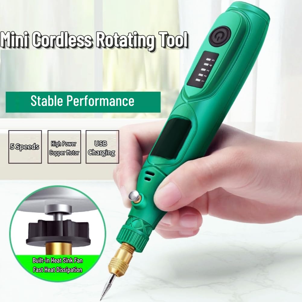Pilipane 5 Gear Electric Sanding Tool Set, Mini Cordless Rotating Tool, Copper Motor Grinding Tool with 25 Pieces Accessories, Cordless rotated Tool Kit for Drilling, Carving, Engraving, Sanding