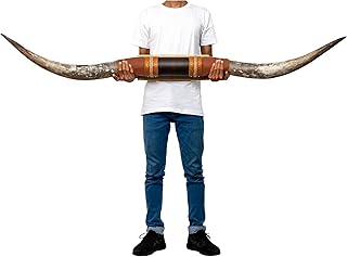 Skull Bliss - Authentic Real Bull Longhorn/Brown Leather Horn Mount - Steer Horns/Unique Wall Hangings and Longhorn Wall Decor (Standard Horns)