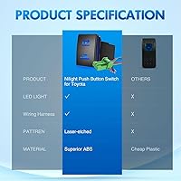 Vista 9 de Nilight Interruptor de Batería de Botón de Encendido/Apagado AUX 12V con Cable Conector Kit de Reemplazo de 1.28" x 0.87" para Toyota Sequoia