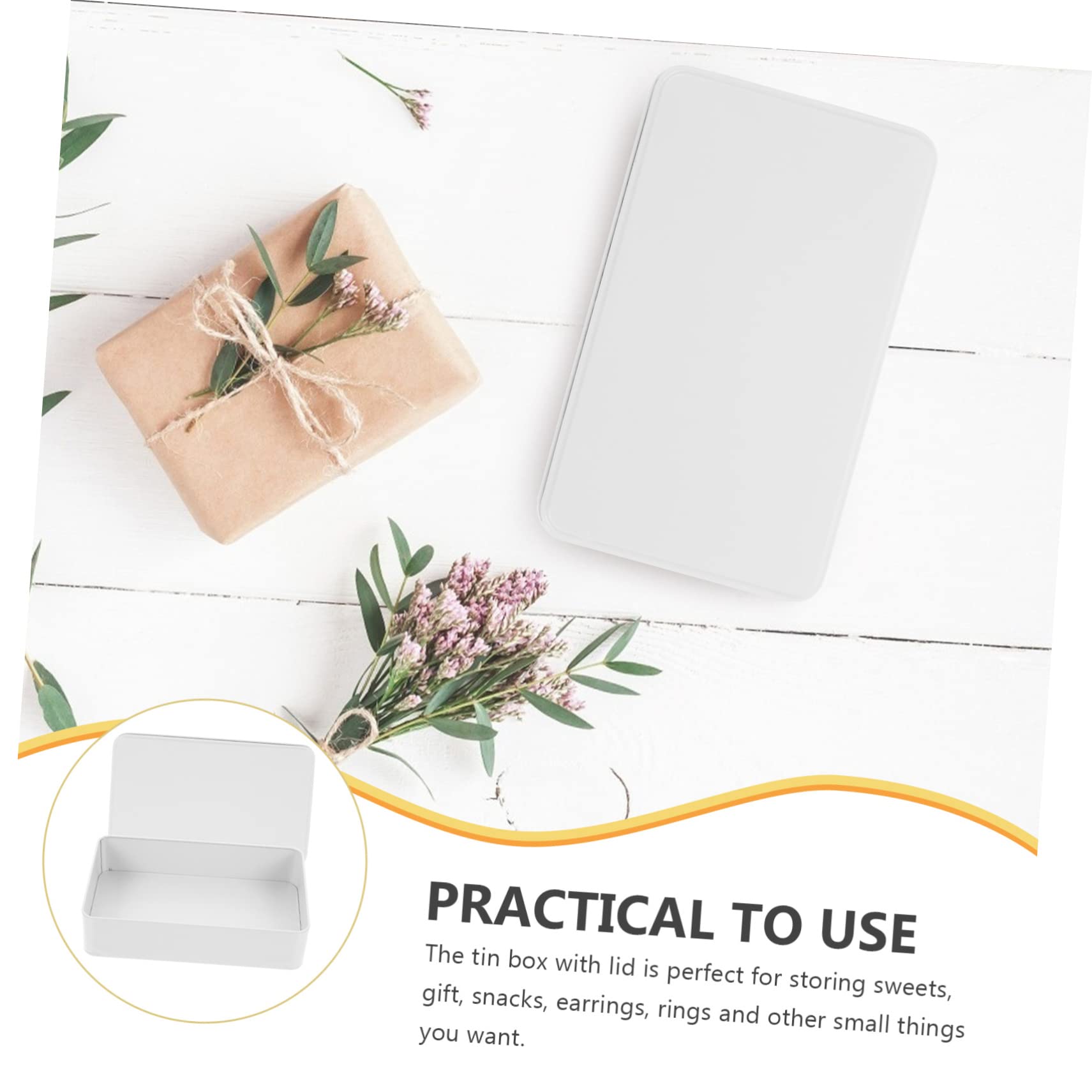 iplusmile Set di 3 Scatole in Latta Rettangolari Bianche con Coperchio, Contenitori Piccoli per Caramelle, Scatole da Conservazione con Ottima Sigillatura per Uso Domestico
