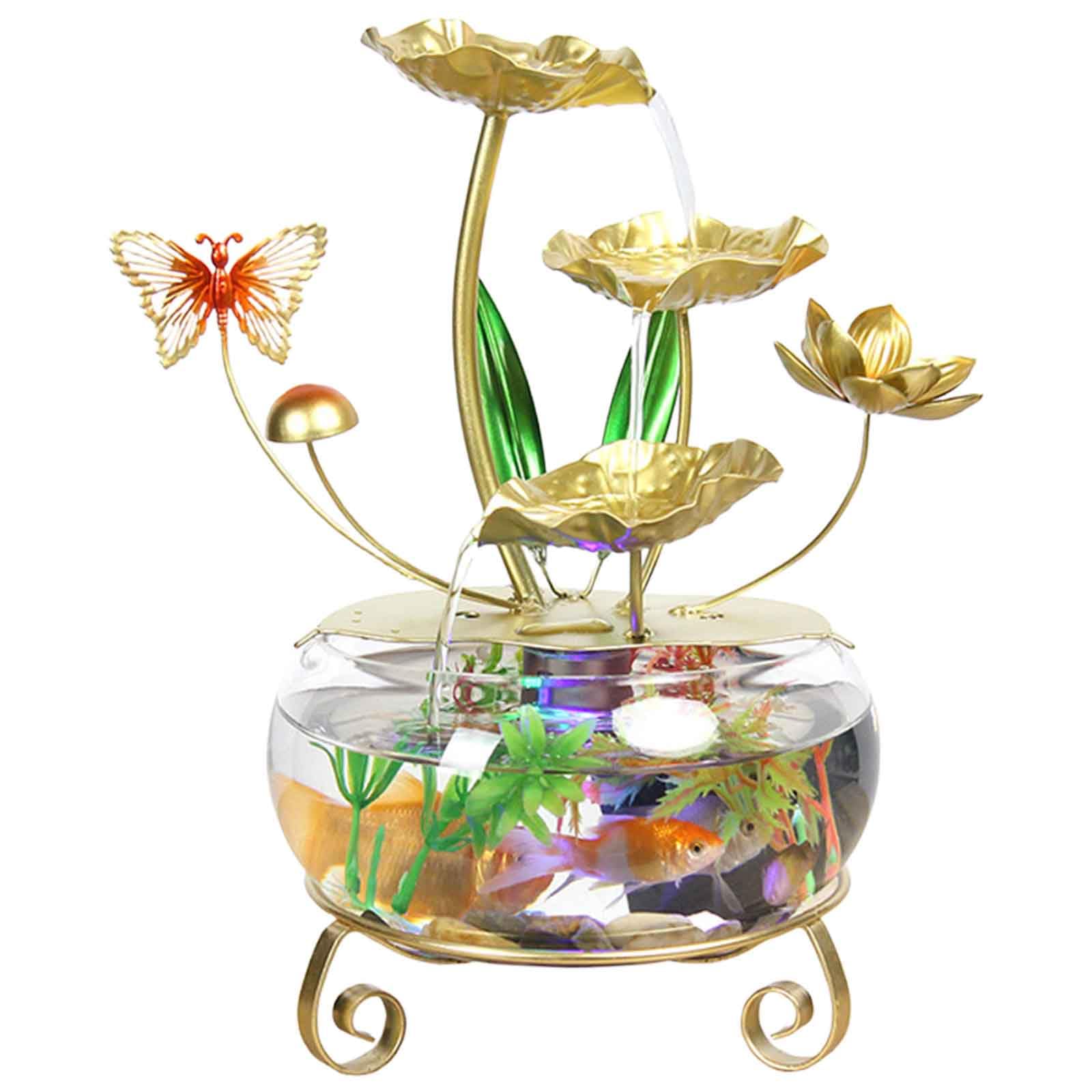 DFrywdgSEY tabletop fountain, 3-Tier Lotus Desk Fountain, for Home Office Decor Housewarming Gift,Waterwheel Models(Basic Models)
