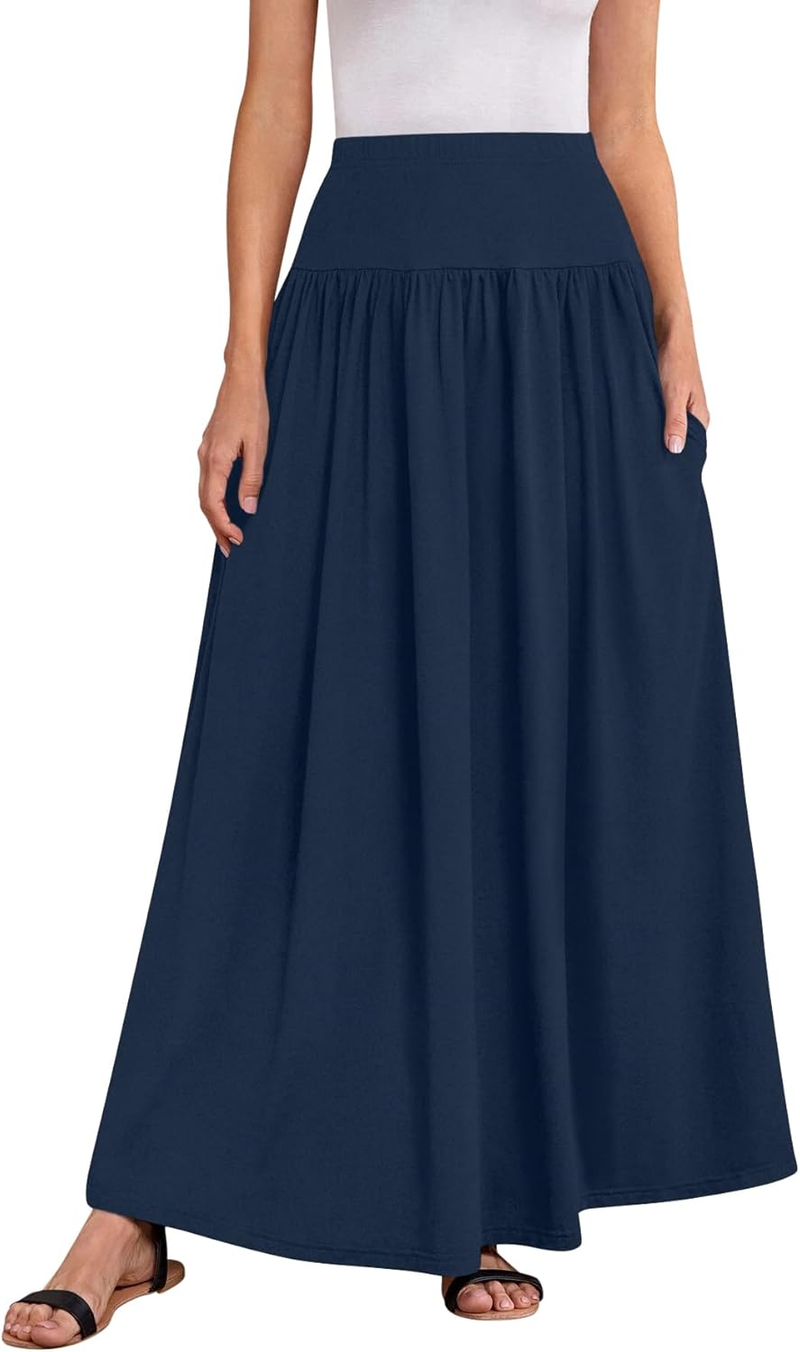 Sweet Hearts Maxi Skirts for Women with Pockets- Elastic Waist Casual Long Skirts XS-XL Made in USA - Image 2