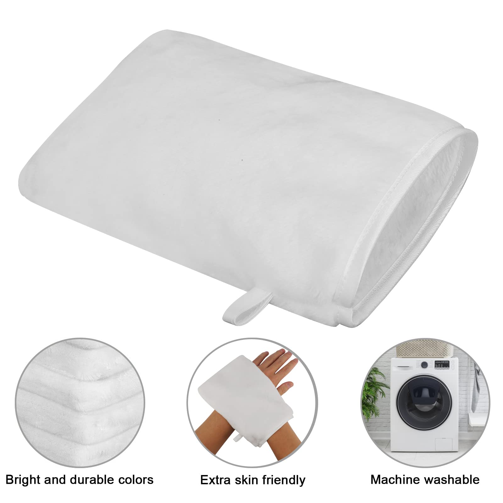 PHOGARY Paquete de 8 Guantes de baño de Microfibra, Guantes de Franela, Tela de baño SPA, Guantes Reutilizables, 15x21 cm, Blanco