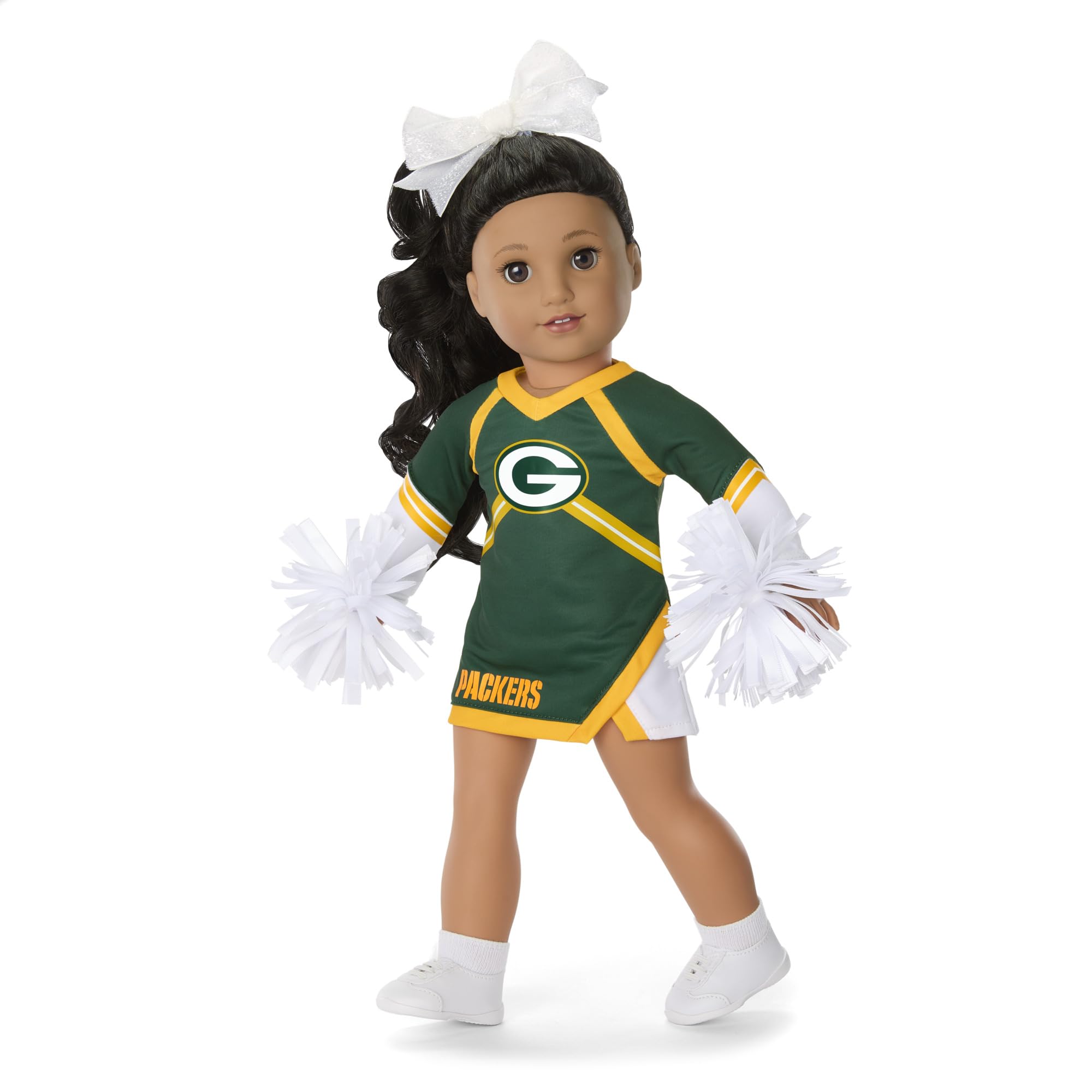 Amazon.com: American Girl Greenbay Packers Cheer Uniform 18 inch Doll  Clothes with Pom Poms, Navy and Grey, 5 pcs, Ages 6+ : Toys & Games