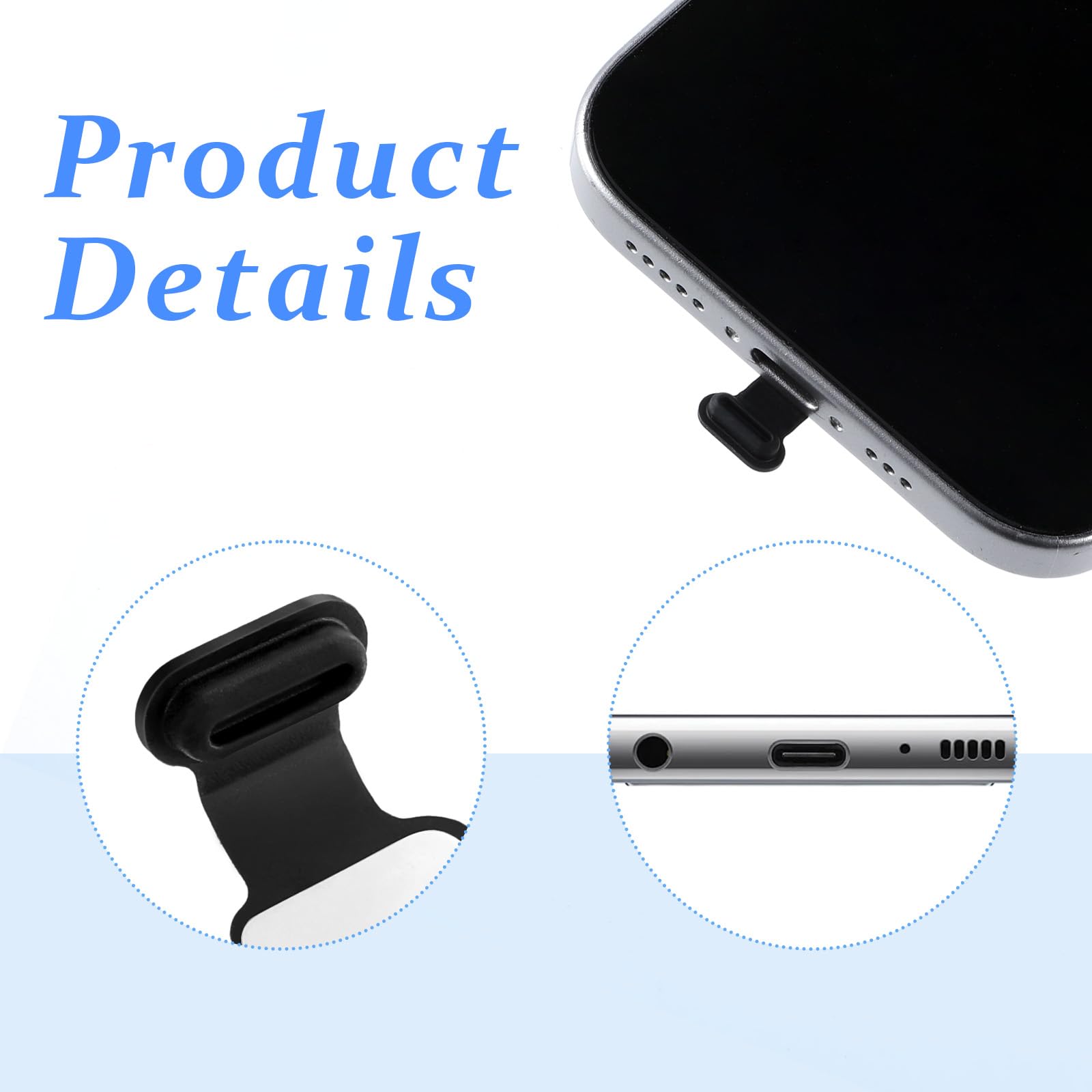 Jeffdad 10 sztuk zatyczek ochronnych USB C, zatyczki przeciwpyłowe do telefonu komórkowego, silikonowe osłony USB C, ochrona przed zgubieniem, zatyczki chroniące przed kurzem, kompatybilne z telefonem