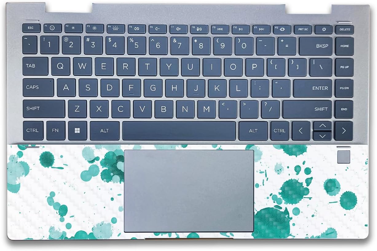 Carbon Fiber Laptop Skin Compatible with HP Envy x360 14” (2023) - Teal Splatter - Premium 3M Vinyl Protective Wrap Decal Cover - Easy to Apply | Crafted in The USA by MightySkins