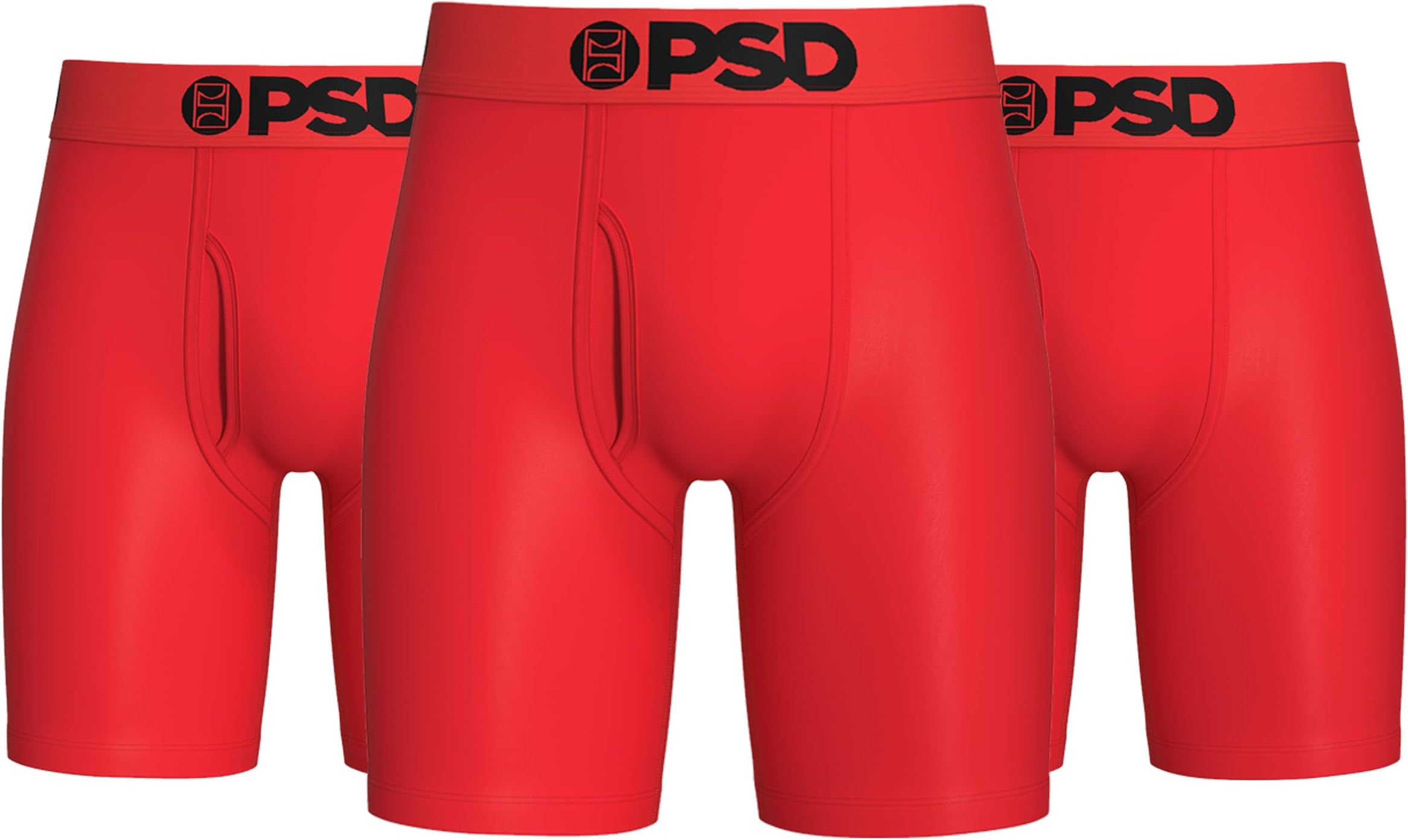 PSD Mens Boxer Briefs - Modal Red 3-Pack, 7 Inch Inseam, Moisture-Wicking, 4-Way Stretch, Boxer Briefs for Men Pack