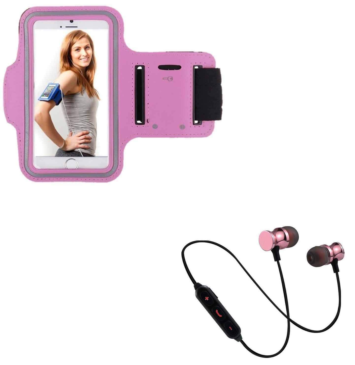 Pack sport Samsung Galaxy A9 écouteurs Bluetooth sans fil et brassard de running rose - 2