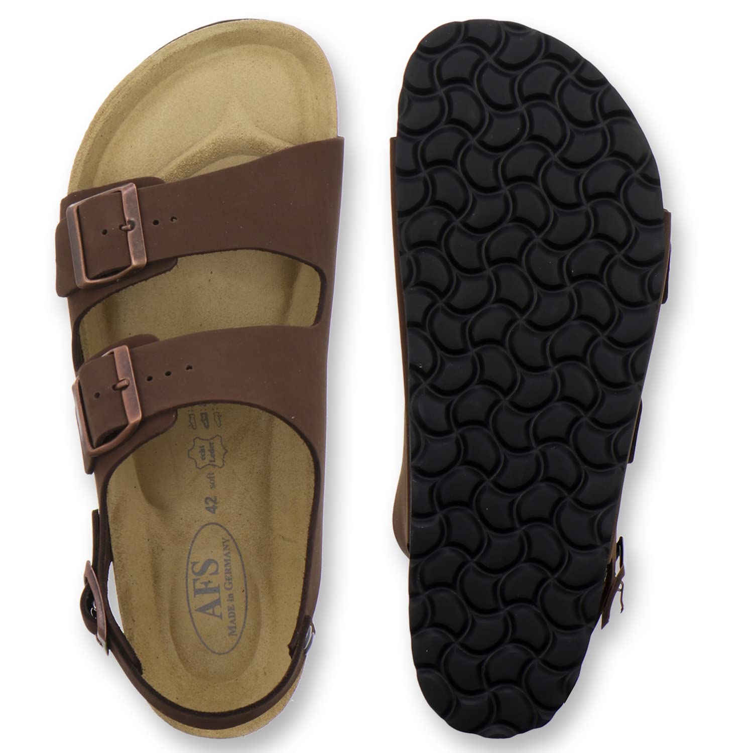 AFS-Schuhe Sandalias cómodas para hombre de piel, talla 40-47, fabricadas en Alemania