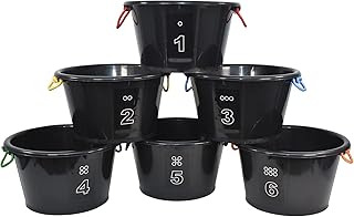 Sportime Drum-N-Store Buckets, 18 x 12 Inches, Black, Set of 6-1450038