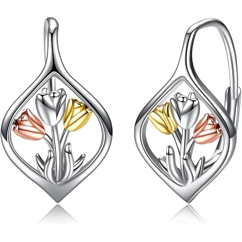 WINNICACA Leverback Earring for Women Sterling Silver Dangle Drop Hoop Earrings for Women Birthday Anniversary Christmas Gifts