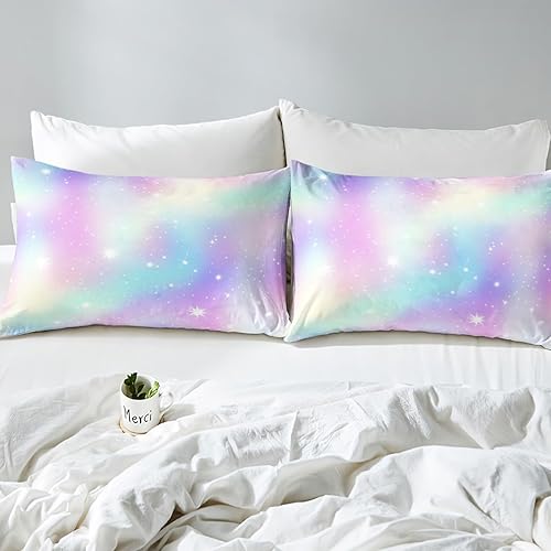 Miniatura 5 de Juego de ropa de cama arcoíris para decoración de habitación de niñas, sábana bajera ajustable Trippy de teñido anudado para mujer, juego de cama
