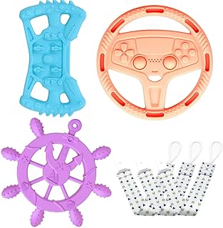 Cokomono 3 Pcs Baby Teething Toys for Babies 3-6 Months, Baby Teethers 6 to 12 Months with 3 Pcs Pacifier Clips, Baby Chew Toys 3-6 Months, Molar Teether, BPA Free Silicone