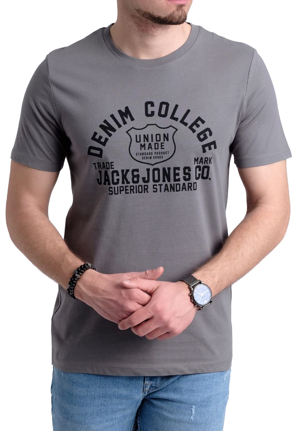JACK & JONES Herren 5er-Set T-Shirts in verschiedenen Styles, Prints und Farben aus Baumwolle