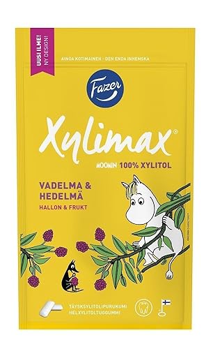 Fazer Xylimax Moomin Raspberry - Fruta - 100% xilitol - Goma de mascar - Chicle para niños