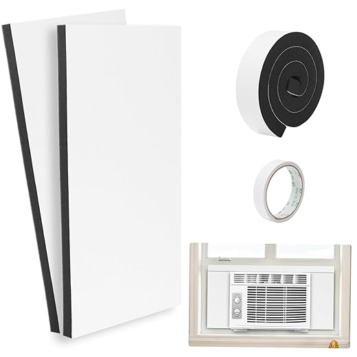 HOXHA Air Conditioner Foam Insulation Window Kit 2 Pack, AC Side Panels Kits, Air Conditioner Accessories Seal, 17 inch×9 inch ×7/8 inch,White