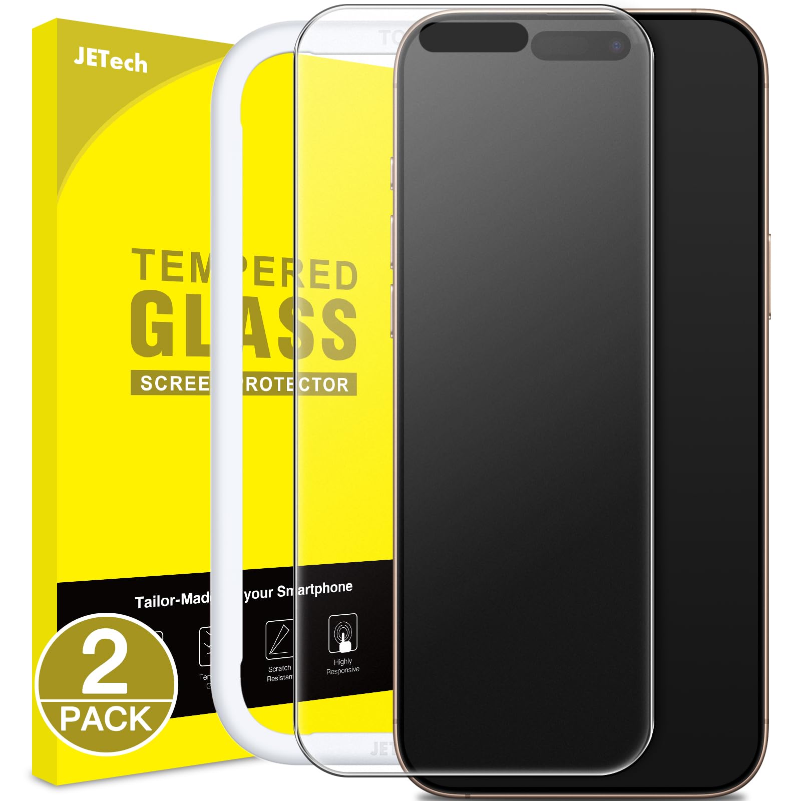 JETech Protector Pantalla Mate para iPhone 16 Pro Max, 2 Unidades | 9H Cristal Vidrio Templado Antirreflejos, Antihuellas, Tacto Suave, Instalación Fácil, Amigable para Funda