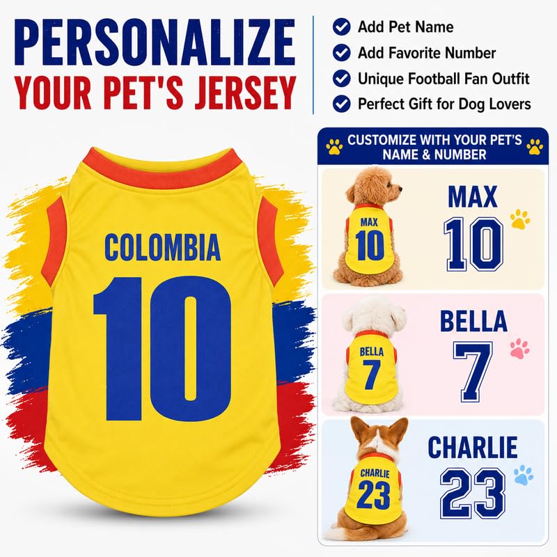 Personalize - Camisa para cachorro con temática nacional (Colombia, XL)