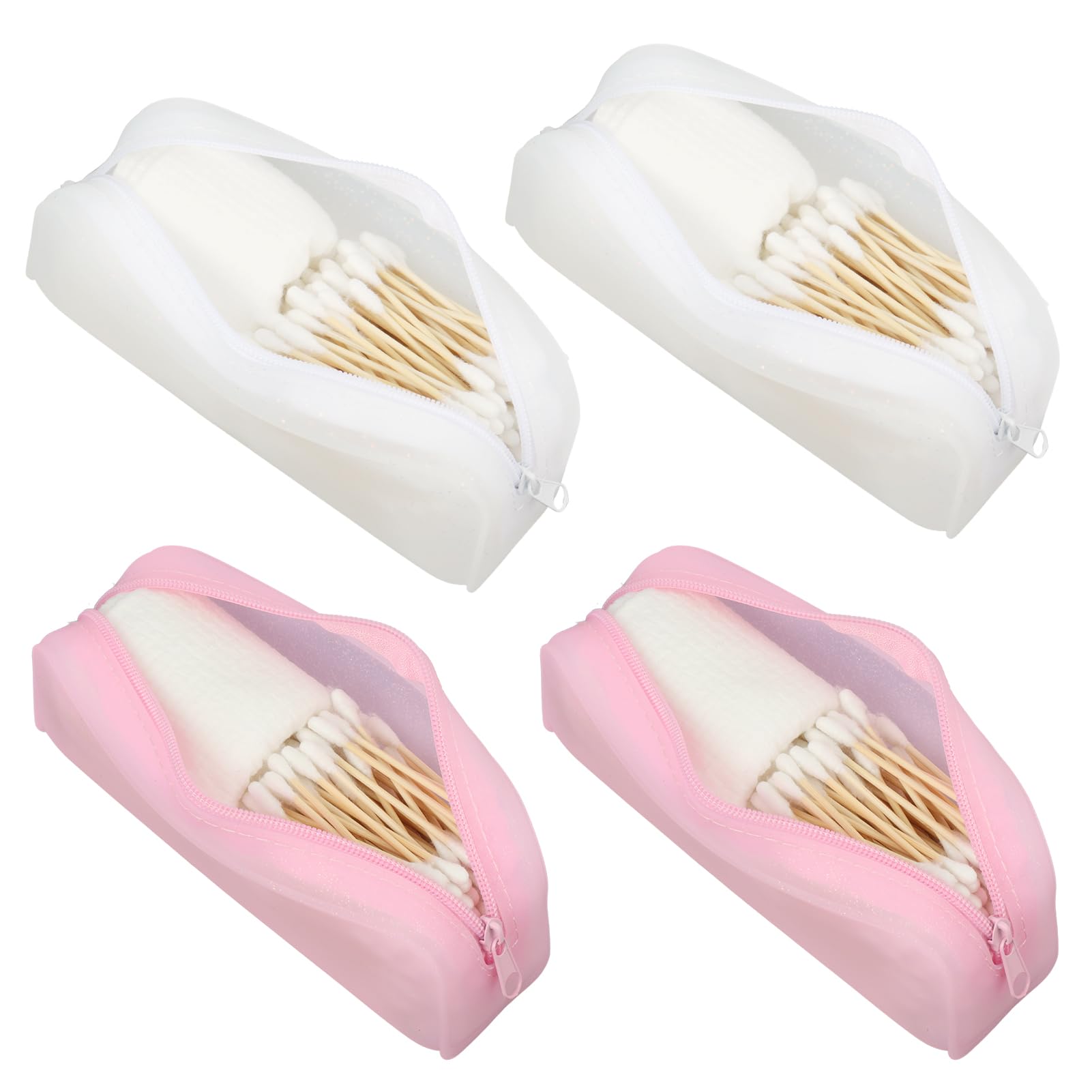 KKONHII 4PCS Cotton Round Swab Travel Case, Portable Hair Accessories Organizer Travel Qtips Case Containers Storage Box Floss Holder Bobby Pin Holder Purse Organization for Girls and Women