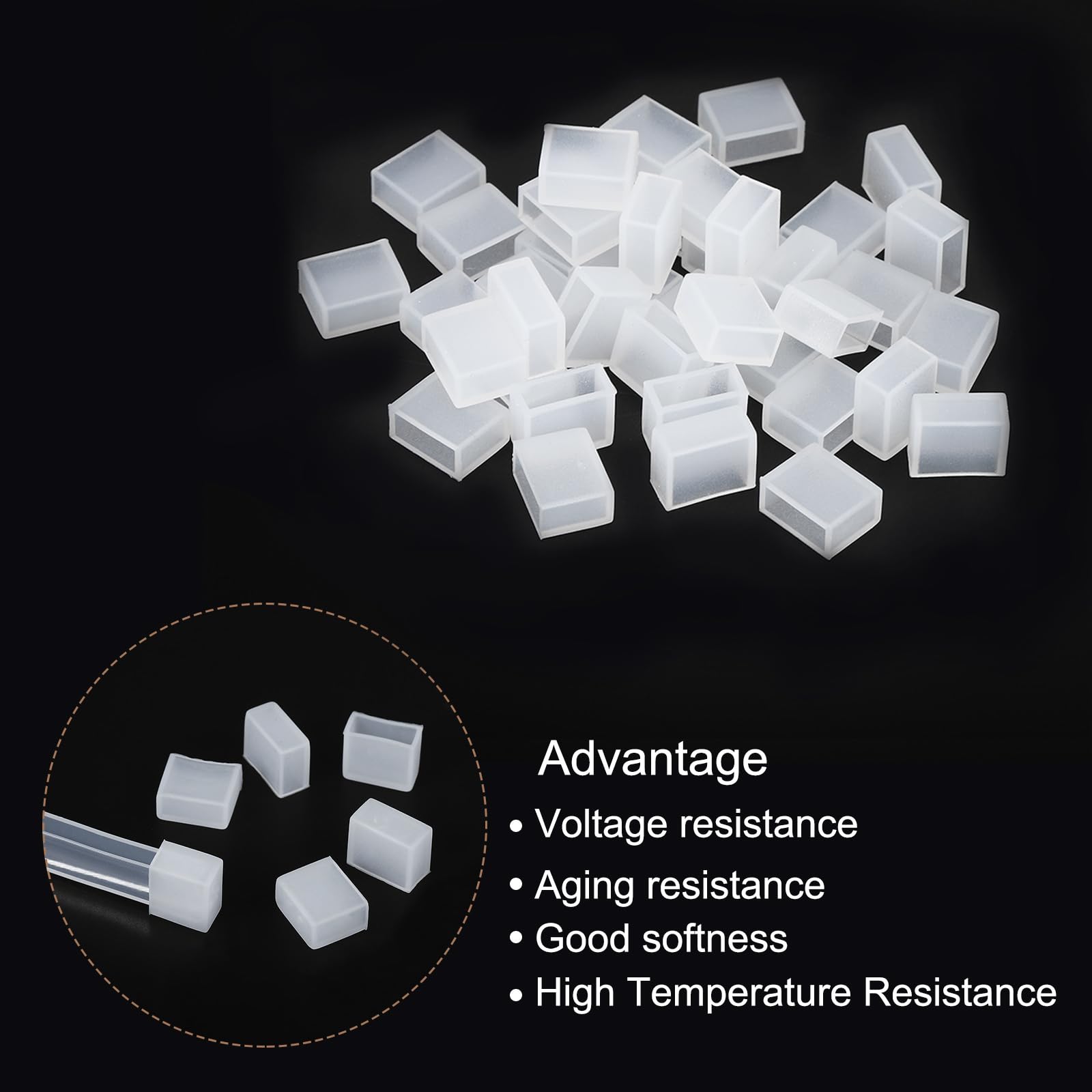 PATIKIL Silicone End Cap Plug Cover for Strip Light 40 Pack IP67 Waterproof Fit 3528/2835 8mm Wide LED Strip Light - Image 3