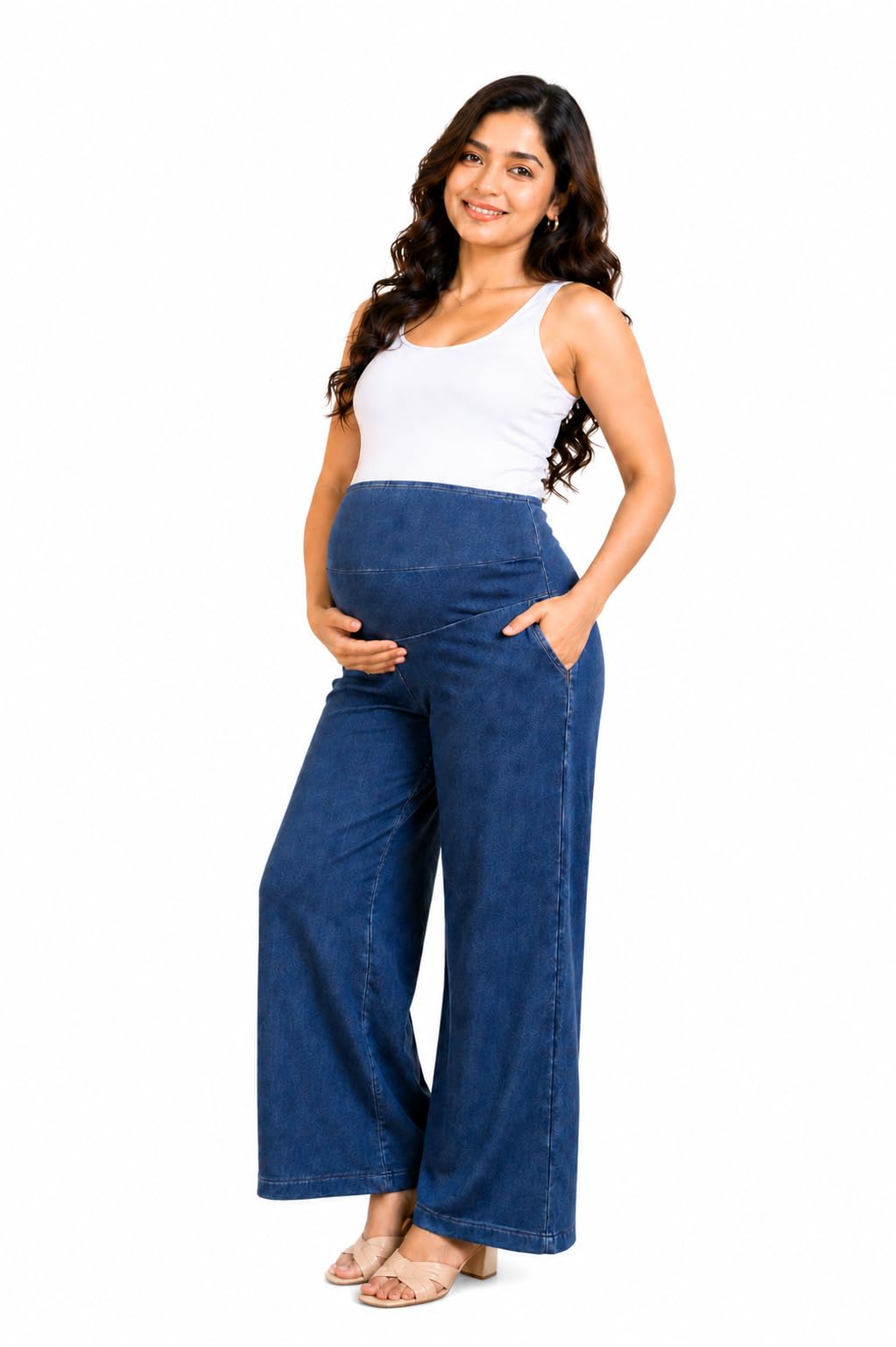 LENAM Soft Cotton Lycra Stretchable Maternity Palazzo with Double Pockets and Full Belly Coverage-picture-37