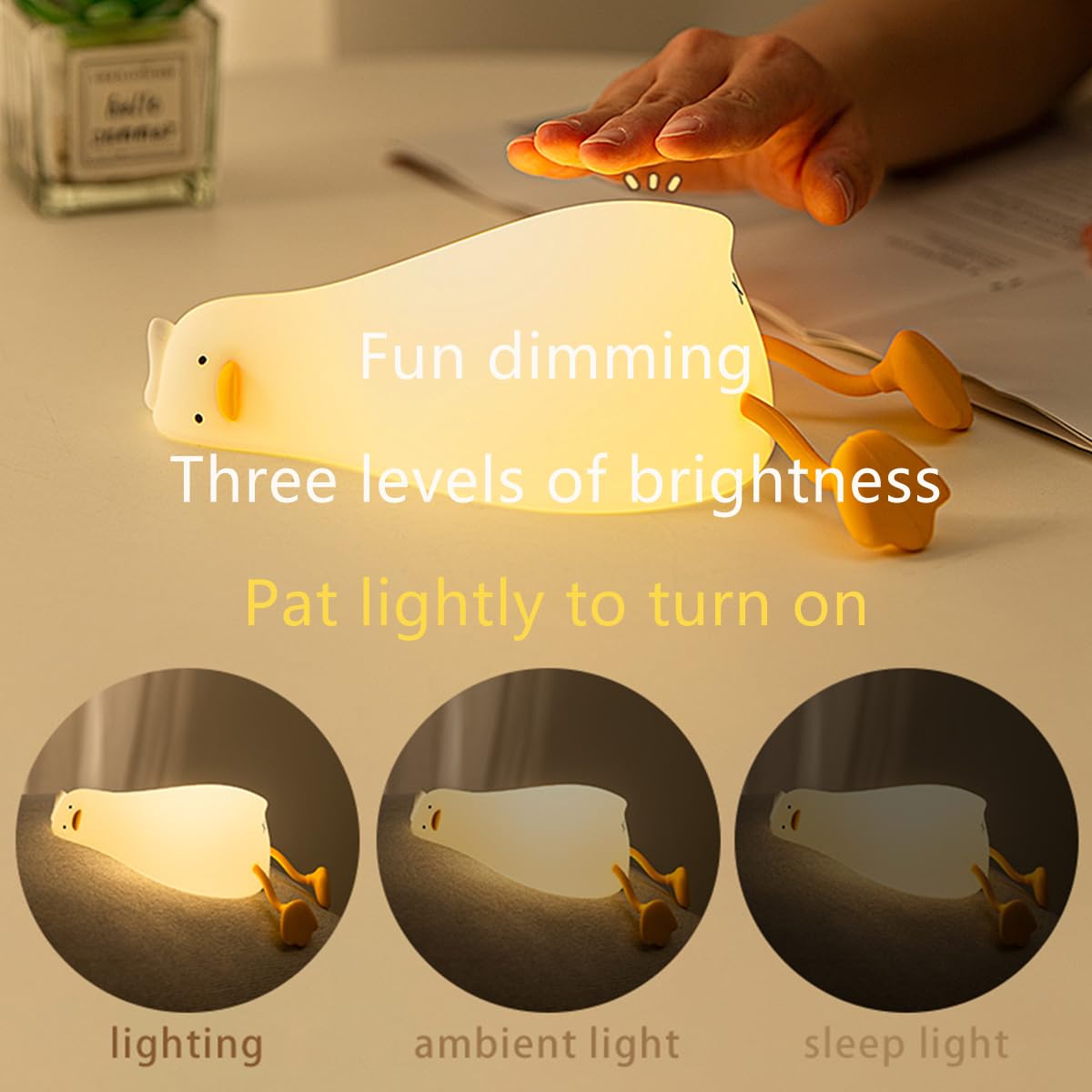 liqmin LED Duck Lamp, Yellow Silicone LAMP, Adjustable Dimmable Night Light with Timer, Rechargeable Bedside Touch LAMP, Funny Gifts for Decoration, Breastfeeding