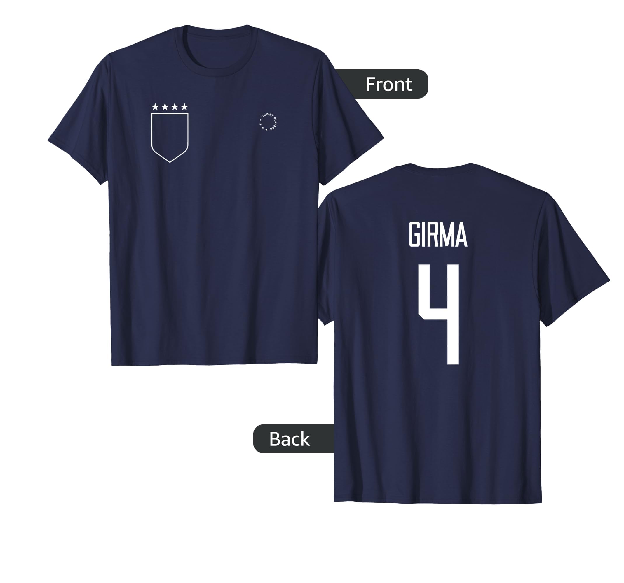 Naomi Girma 4: Name & Number on Back - USWNT Soccer T-Shirt