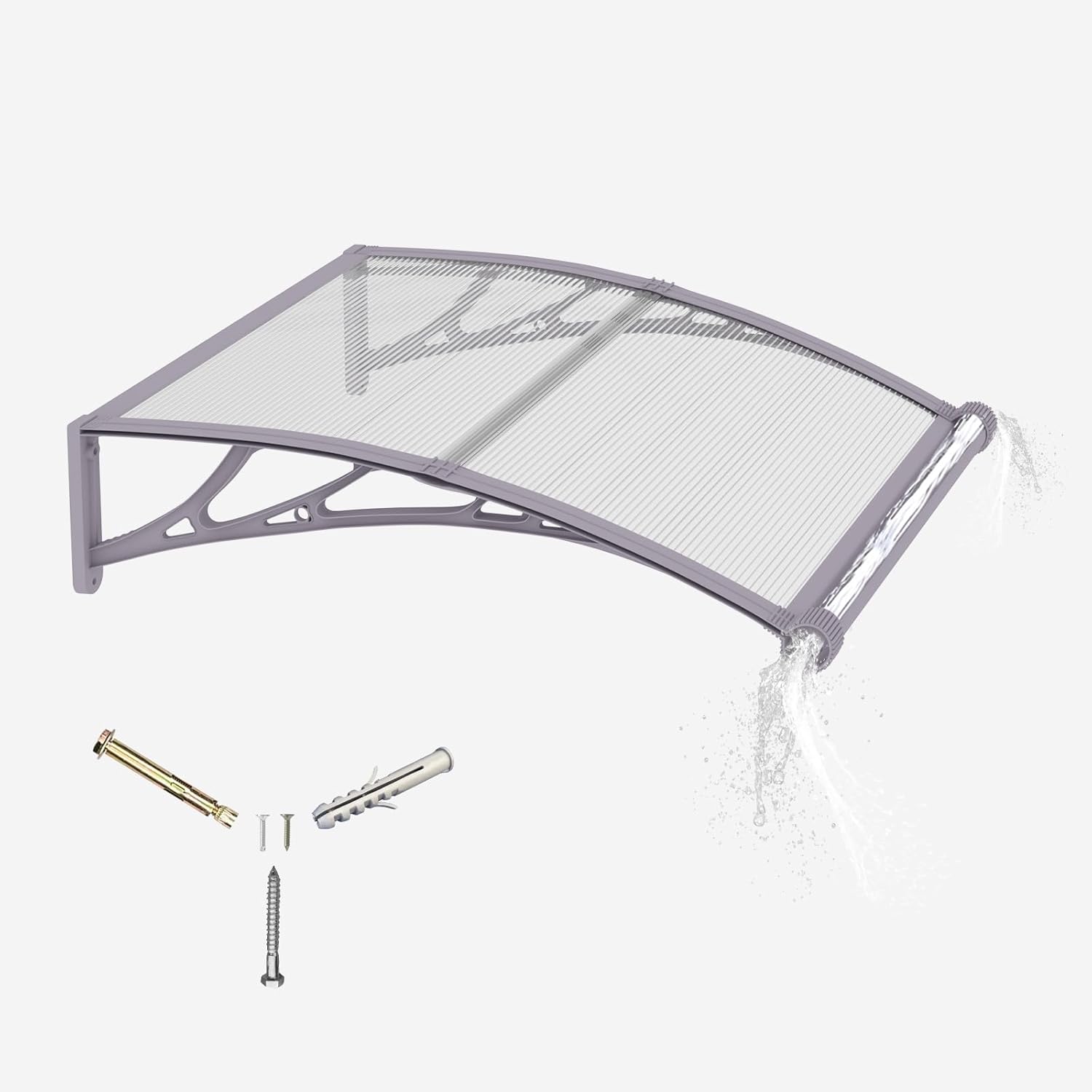 Awning for Door Entrance,40x40 inches Awnings for Doors with Separate Drainage,Front Door Awning Exterior,Polycarbonate UV, Rain, and Snow Protection for Porch,Patio,Window,Deck