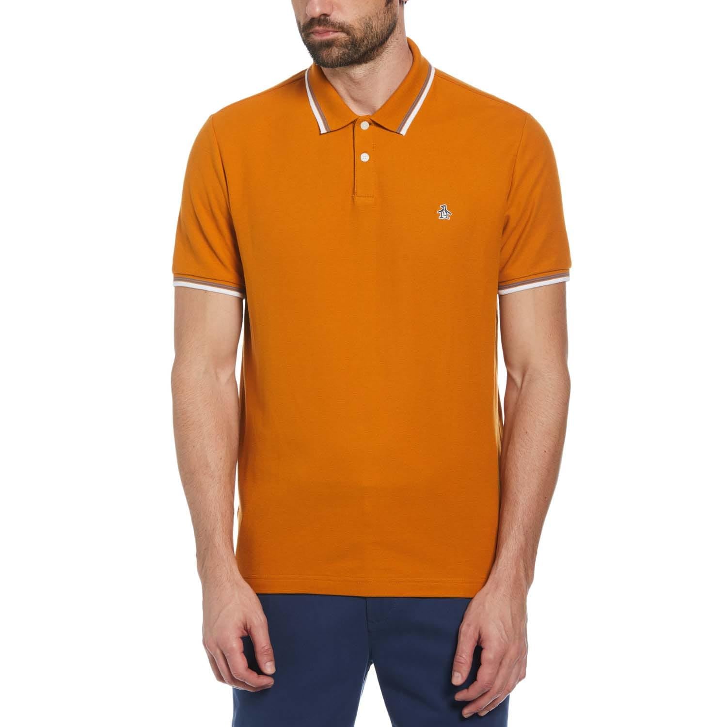 Original Penguin Men's Brown Tipped Pique Polo Shirt In
