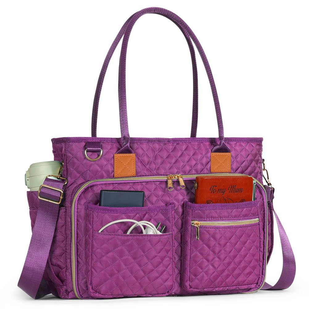Bolsa de Profesora, Grande Bolso Portatil Mujer, Bolsa para Portátil Mujer con Compartimentos Aislantes, Resistente al Agua para Trabajo Negocios Escuela
