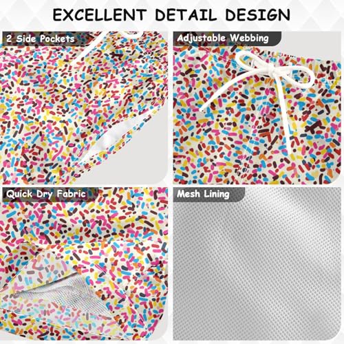 Pigsaly Boys Swim Trunks Rainbow Ice Cream Sprinkles Boys Board Shorts Swimsuit Swimwear Summer Bathing Suit 3T3