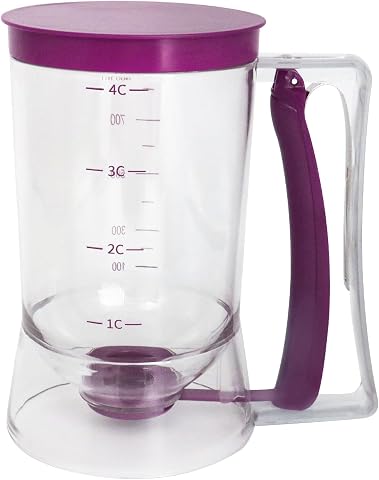 Pancake Batter Dispenser with Measuring Label for Griddle (Purple)