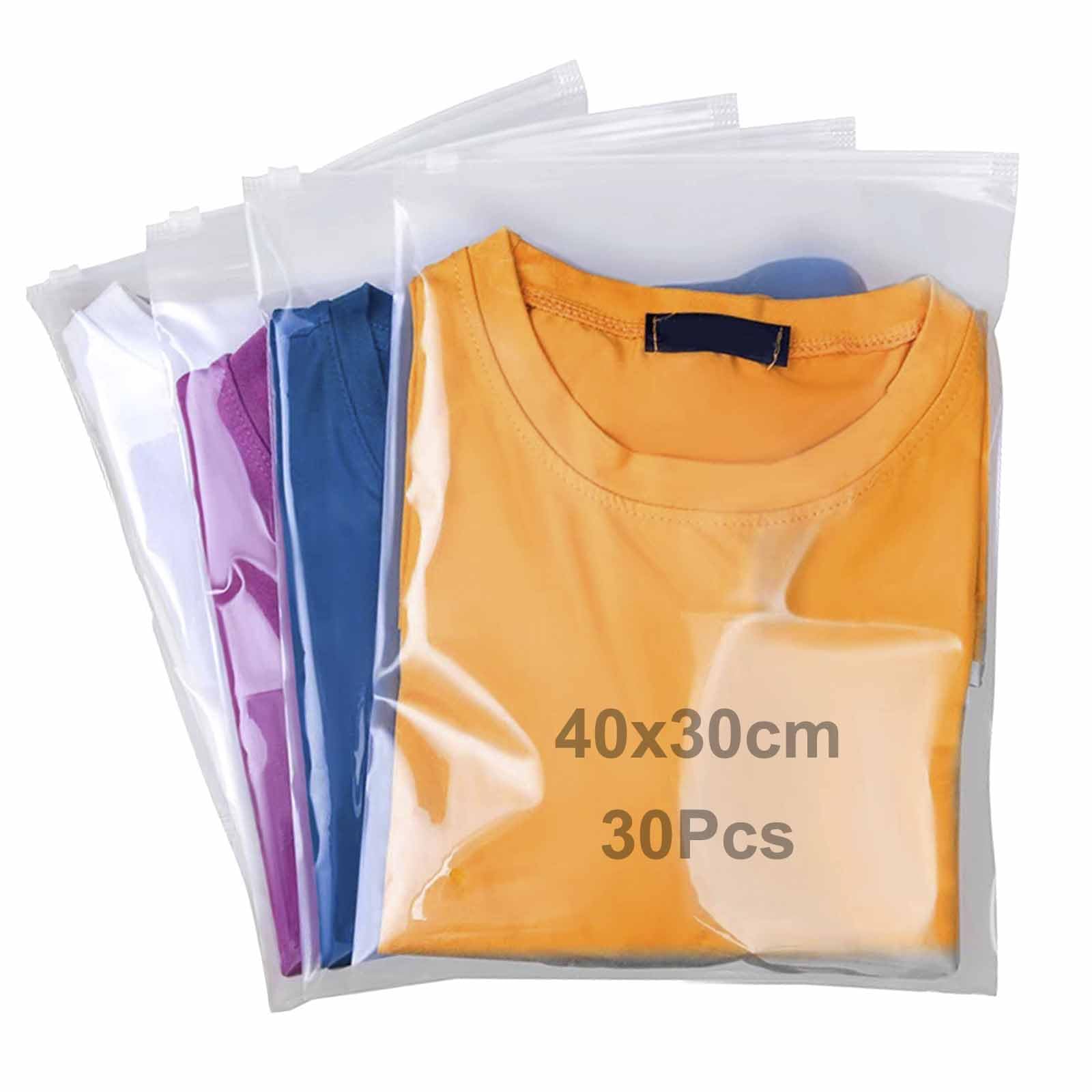 QISF Wiederverwendbare Druckverschlussbeutel für Kleidung, 60 x 70 cm, 20 Stück, zur Aufbewahrung und zum Schutz von Kleideraufbewahrungen, groß, transparent, wasserdicht, Gepäck-Organizer (kein Loch
