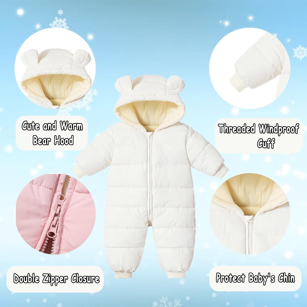 Tutina da neve per neonati, con cappuccio, per bambini e bambine