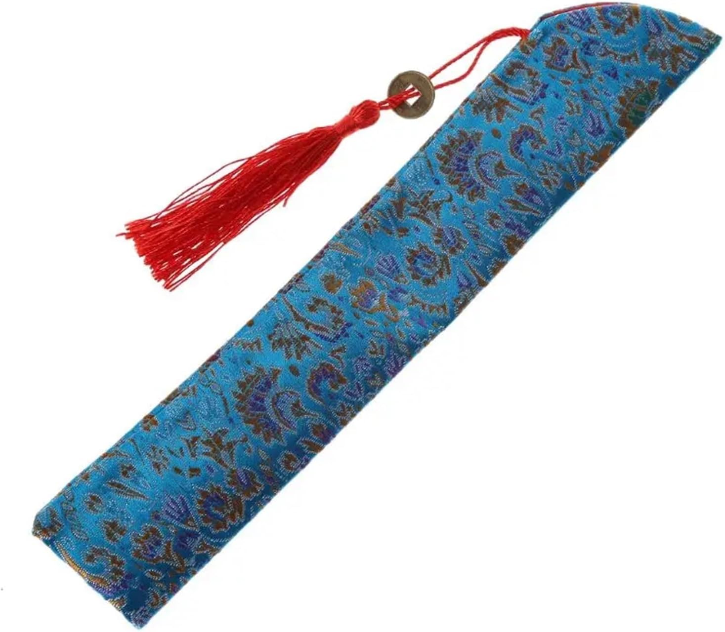 Silk Folding Hand Fan Bag with Tassel Dustproof Holder Protector Pouch Case Cover Retro Style