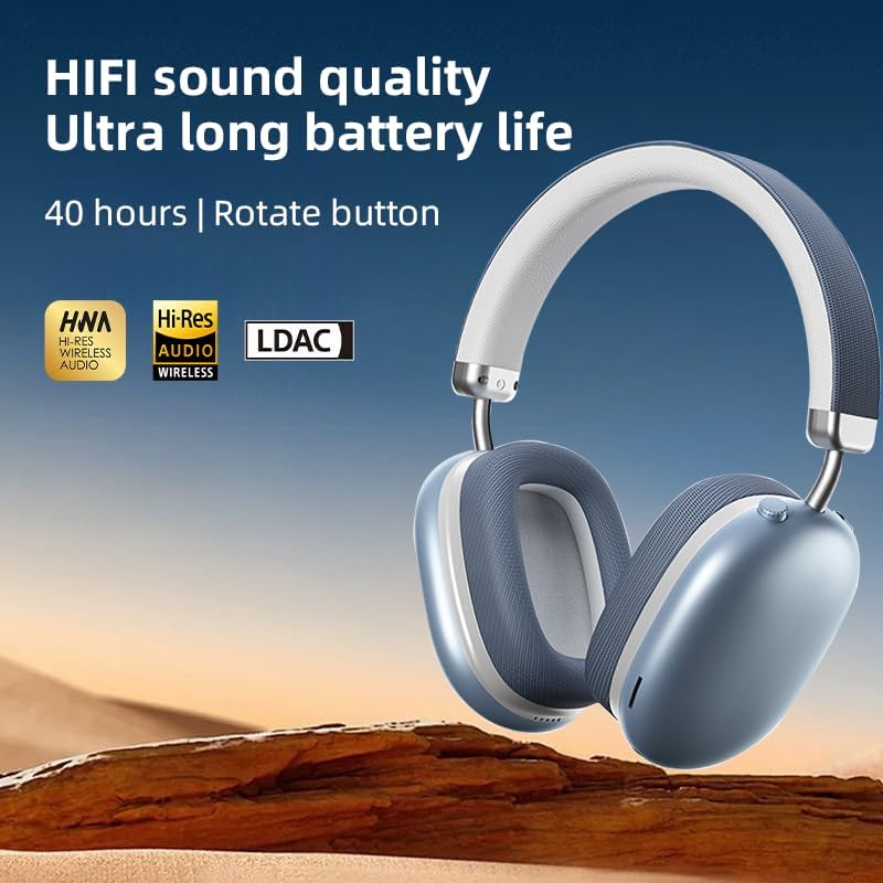 JUNJIEUNVO BT1638 Headphones with Hi-Res Wireless Audio and LDAC logos