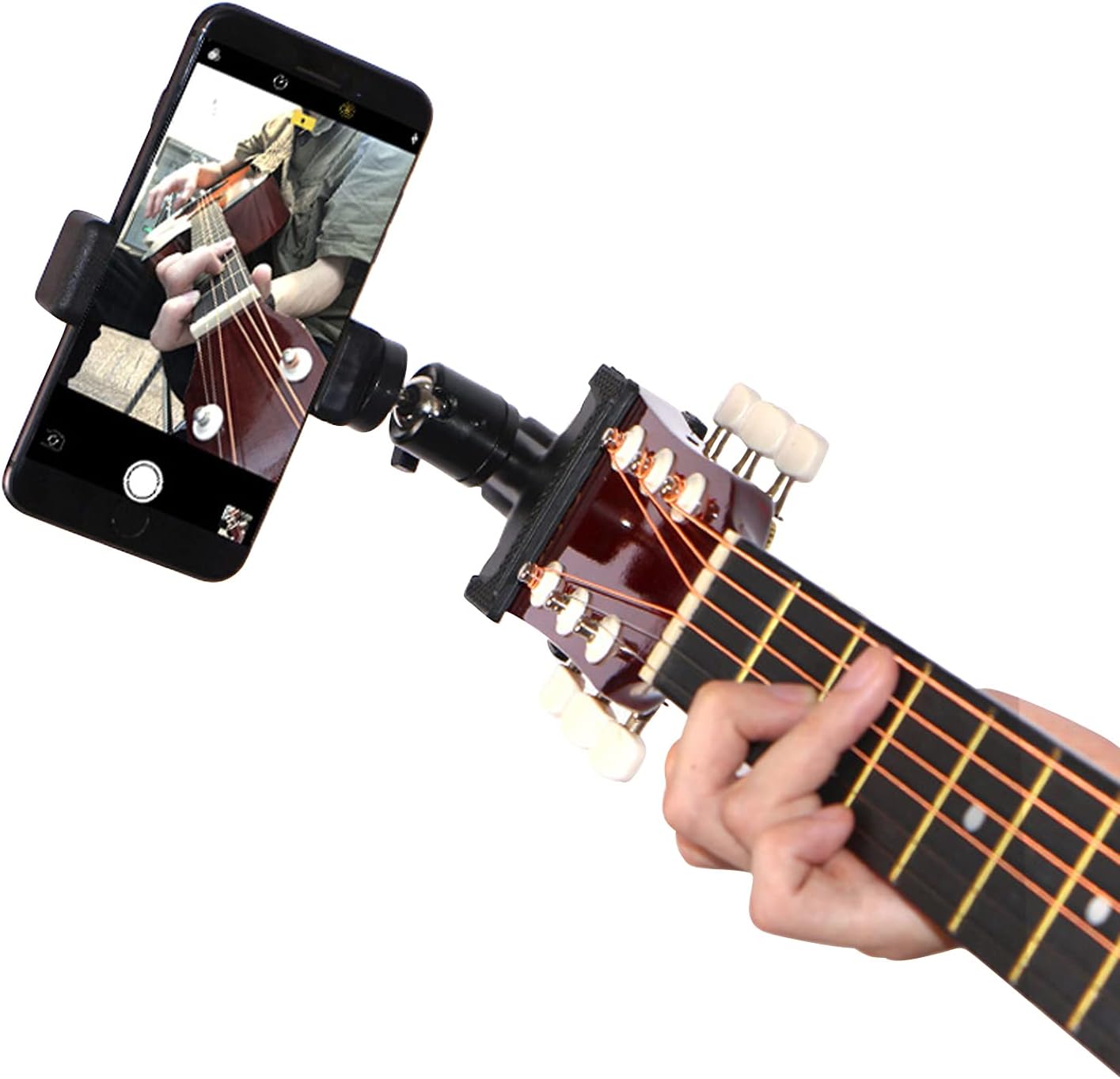 Guitar Head Phone Holder Mount for Live Broadcast Teaching Video Recording Android and iPhone Compatible Guitar/Electric Guitar/Bass/Ukulele