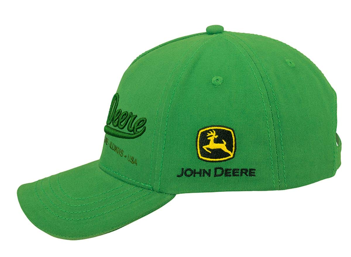 JOHN DEERE Basecap mit 3D-Schriftzug Grün - Einheitsgröße, Baumwolltwill, Silberne Schnalle
