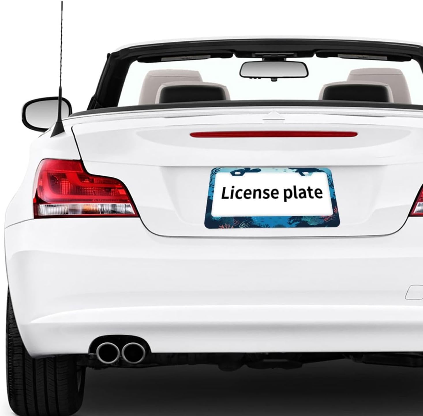 Underwater Turtles Matte Aluminum License Plate Frame with Black Screw Caps，2pcs 2 Holes Black Licenses Plates Frames,Car Licenses Plate Covers Holders for Us Vehicles/Women/Men