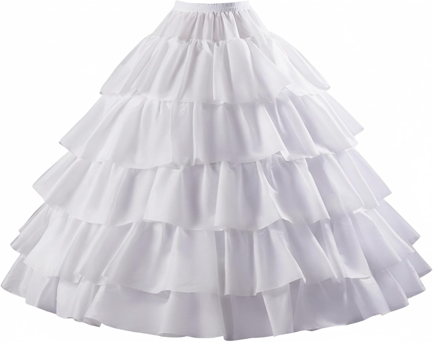 4-Layer Hoop Crinoline Petticoat for Wedding Dress, Adjustable Fullness & Waist Underskirt to Make Gown Puffy, White Bridal Slip..