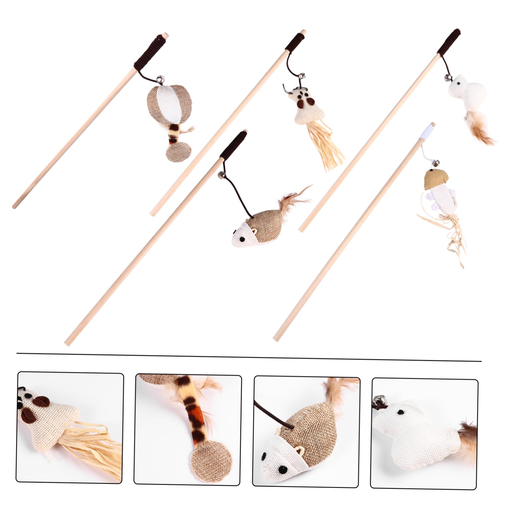 PRETYZOOM 15stücke Teiliges Katzen-spielzeugset Mit Glocke Interaktiver Katzenangel-Stick Federn Und Schnur Für Aktive Spielstunden Für Katzenliebhaber Stressbewältigung