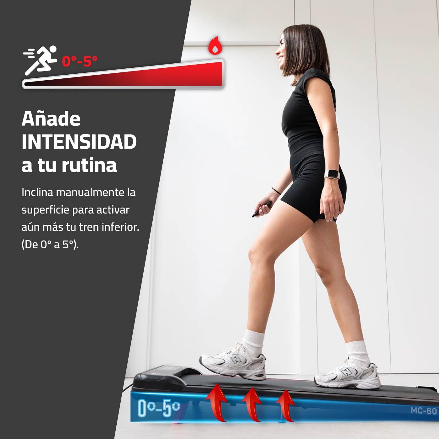 FITFIU Fitness MC-60 Cinta de Andar con Inclinación 9%, Velocidad hasta 6 km/h 750W, Diseño Compacto Conexión App y Mando a Distancia, Walking Pad con Ruedas para Caminar en Casa