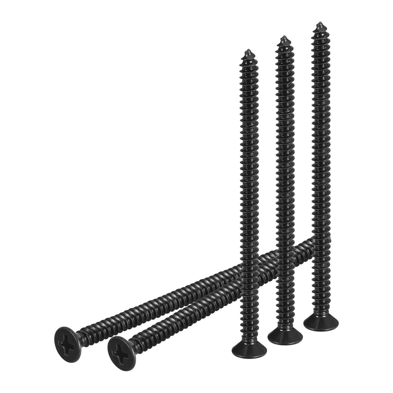 DTGN 100Pcs #10x3-1/4" Flat Head Wood Screws, 304 Stainless Steel Phillips Self Tapping Screws - Good for Woodworking Furniture - Black