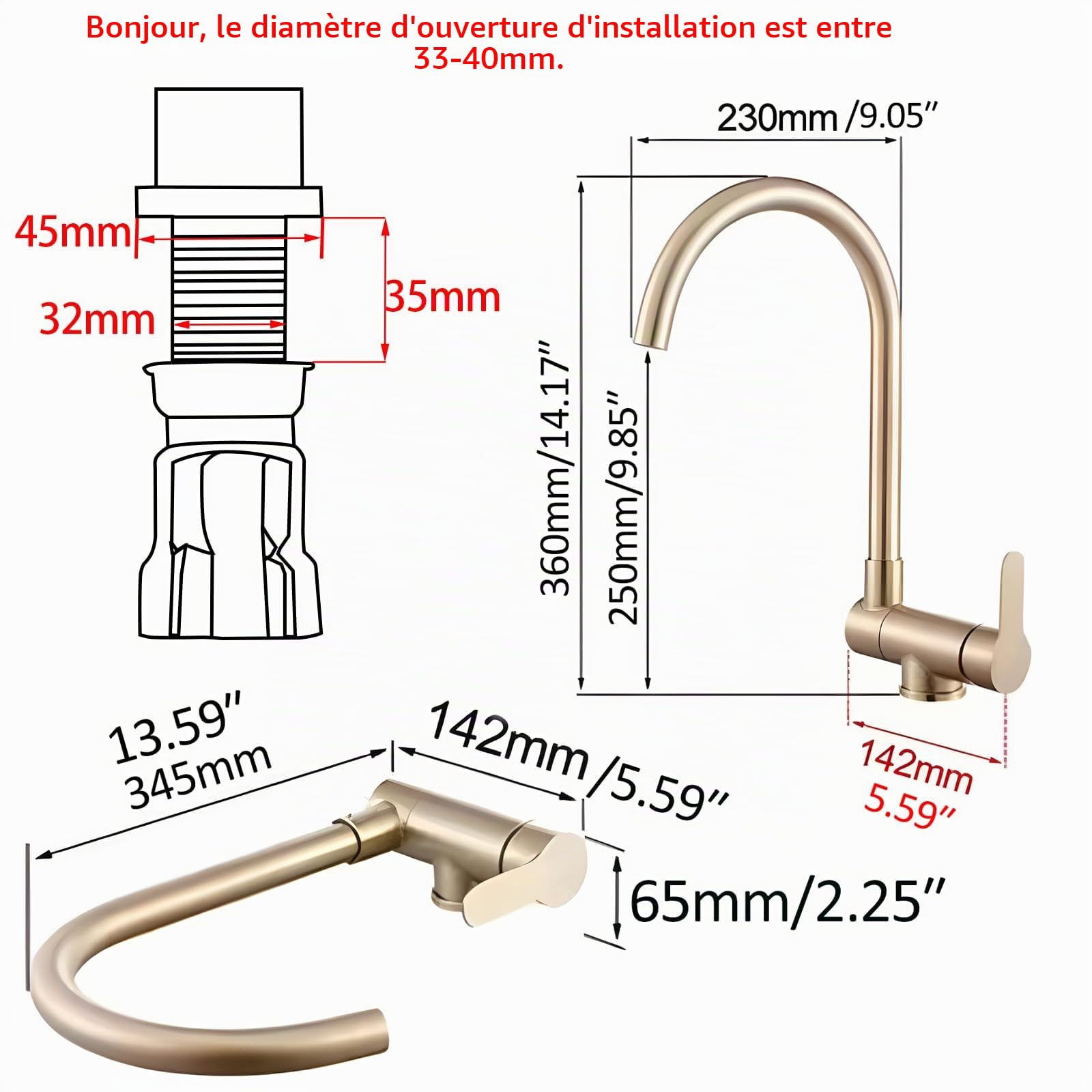 Robinet Cuisine Rabattable Doré Mitigeur Cuisine Rabattable Sous Fenêtre Or