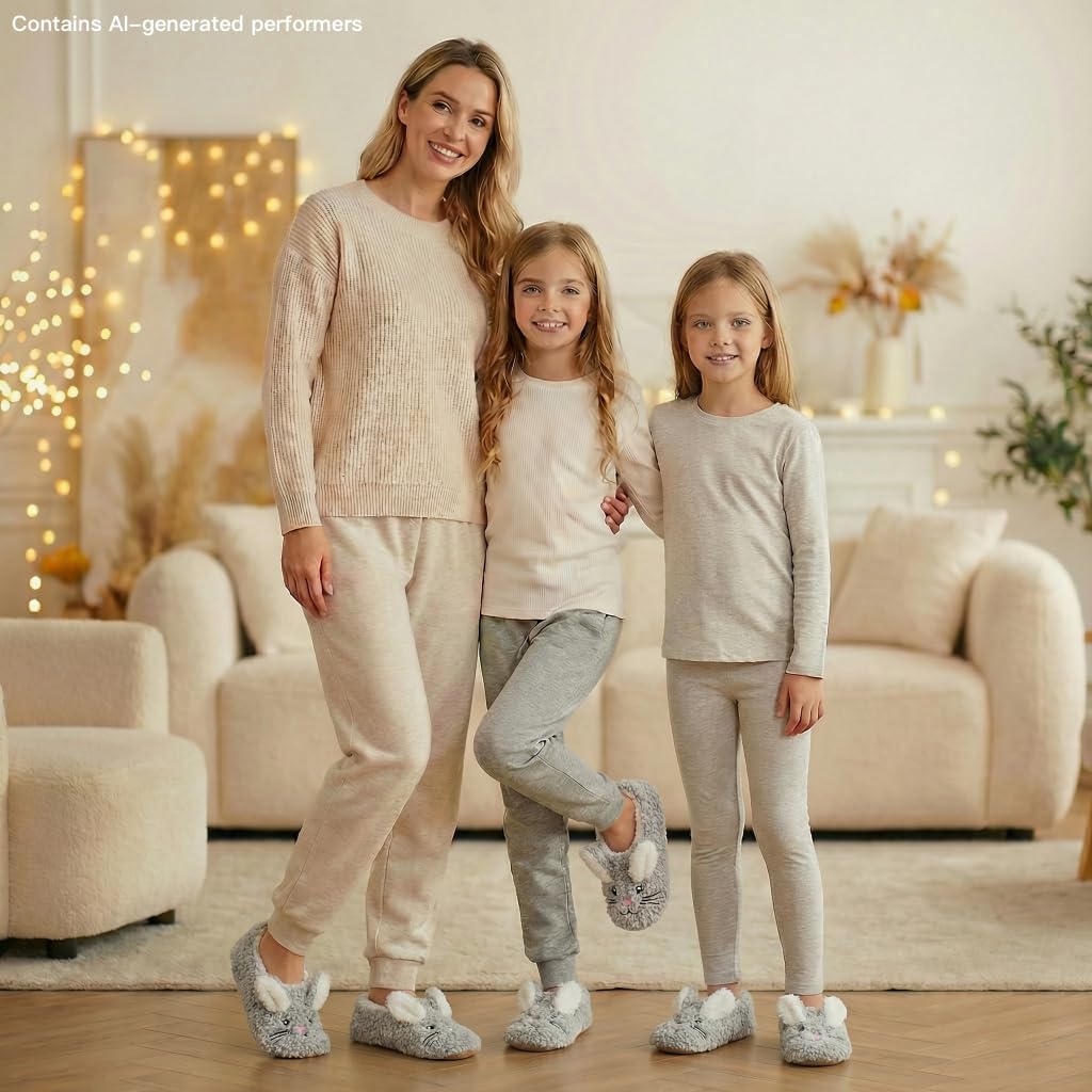 cosyone1997 Bonitas pantuflas de animales para niños, niñas y mujeres, calcetines peludos con suela antideslizante suave, regalos únicos para mamá y amantes de los animales