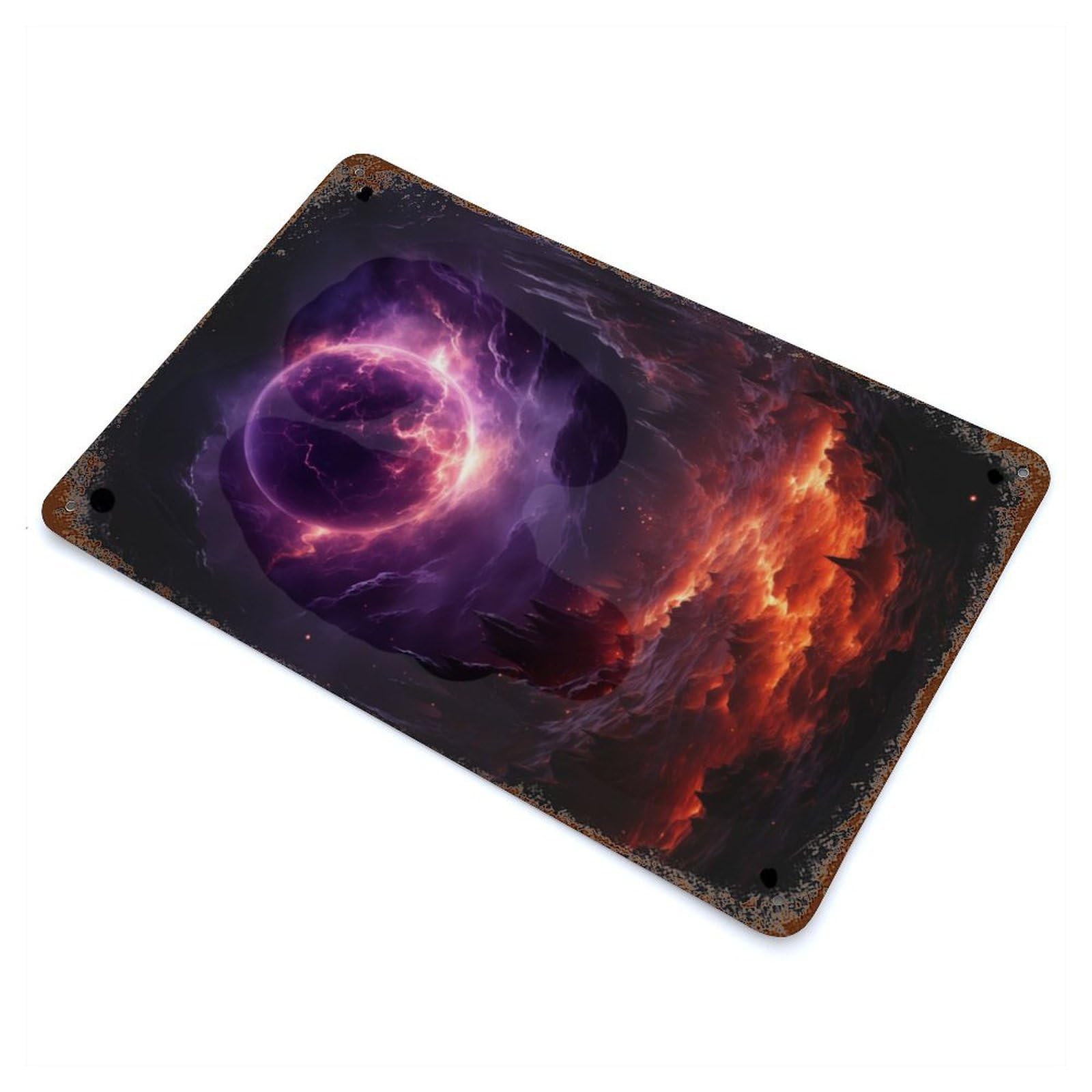 Star Colliding with Planet Vintage Metal Tin Sign 11.8"x7.9", Ideal for Cafe, Home Bar And Lounge Decor